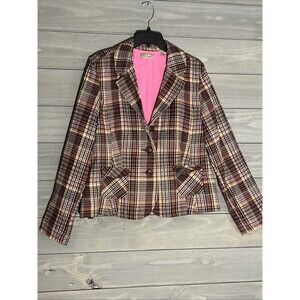 i.e. Relaxed Plaid Blazer Jacket Womens XL Business Office Dark Academia Preppy